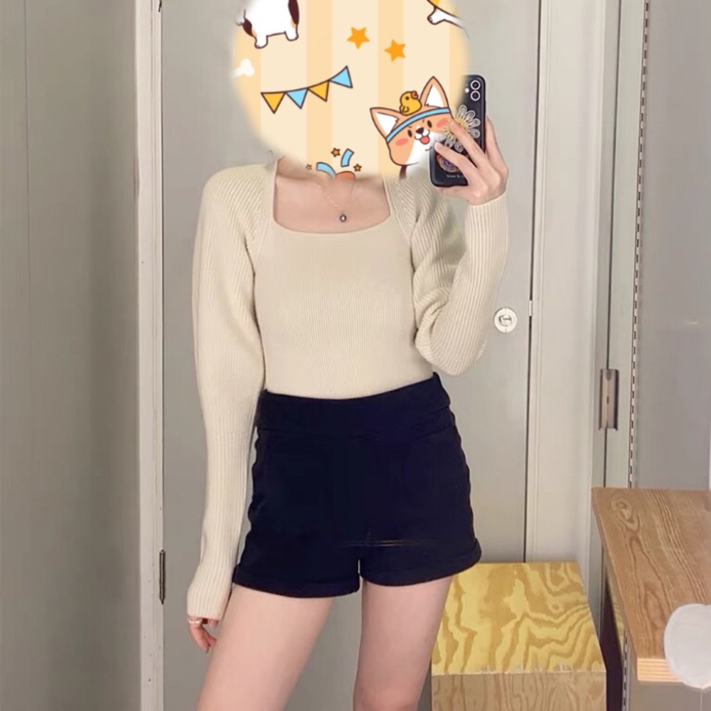 Women’s Square Neck Raglan Sleeve Knit Sweater